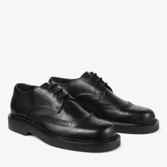 Rowan Brogue Derby zwarte vintage leren loafer