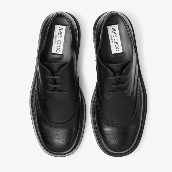 Rowan Brogue Derby zwarte vintage leren loafer Rowan Brogue Derby zwarte vintage leren loafer