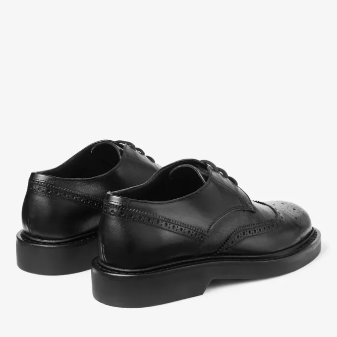 Rowan Brogue Derby zwarte vintage leren loafer Rowan Brogue Derby zwarte vintage leren loafer