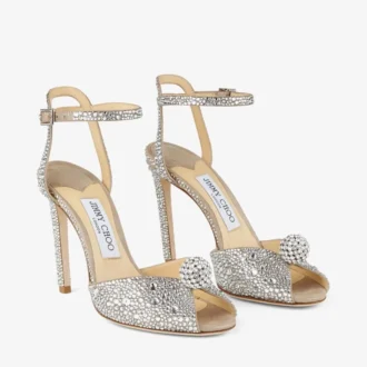 Sacora 100 Nude suède sandalen met hotfix-kristallen en bolletjes