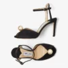 Sacora 85 zwarte suède sandalen met parelversiering
