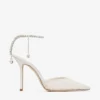 Saeda 100 ivoorkleurige tule pumps met kristallen Saeda 100 ivoorkleurige tule pumps met kristallen