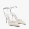 Saeda 100 ivoorkleurige tule pumps met kristallen Saeda 100 ivoorkleurige tule pumps met kristallen