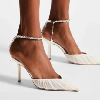 Saeda 85 Ivoor Tule Kristallen Pumps