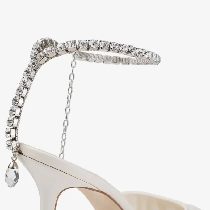Saeda 85 Ivoor Tule Kristallen Pumps