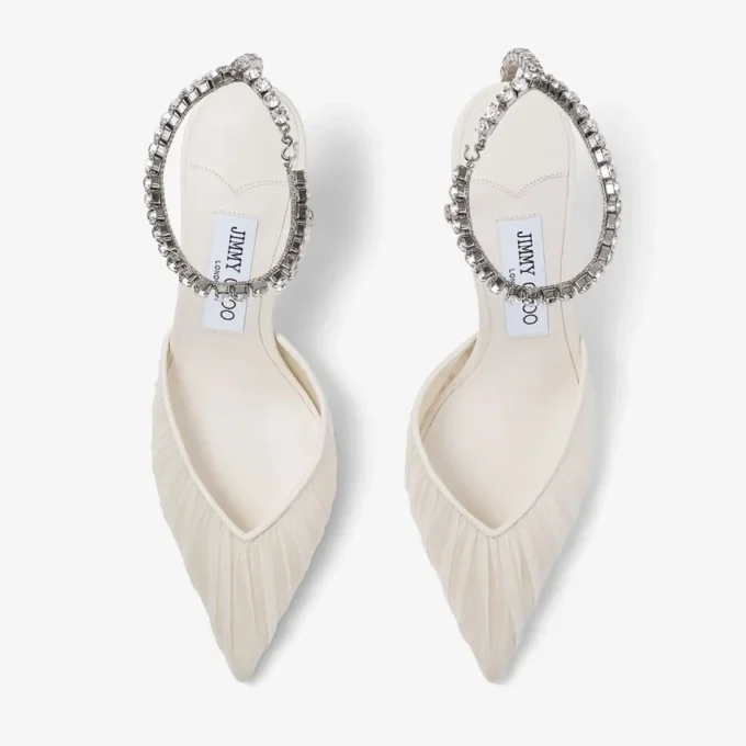 Saeda 85 Ivoor Tule Kristallen Pumps