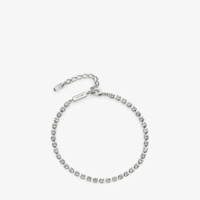 Saeda-enkelbandje Zilverkleurig metalen enkelbandje met kristal Saeda-enkelbandje Zilverkleurig metalen enkelbandje met kristal