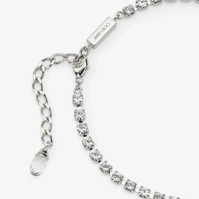 Saeda-enkelbandje Zilverkleurig metalen enkelbandje met kristal Saeda-enkelbandje Zilverkleurig metalen enkelbandje met kristal