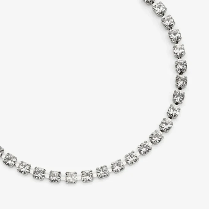 Saeda-enkelbandje Zilverkleurig metalen enkelbandje met kristal Saeda-enkelbandje Zilverkleurig metalen enkelbandje met kristal