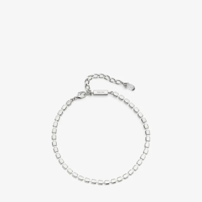 Saeda-enkelbandje Zilverkleurig metalen enkelbandje met kristal Saeda-enkelbandje Zilverkleurig metalen enkelbandje met kristal