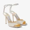 Saeda Sandal 100 Platinum Ice Dusty Glitter sandalen met kristallen versiering