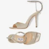 Saeda Sandal 100 Platinum Ice Dusty Glitter sandalen met kristallen versiering