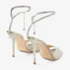 Saeda Sandal 100 Platinum Ice Dusty Glitter sandalen met kristallen versiering