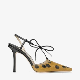Sandaal met strik en elaphe-print met knoopdetail