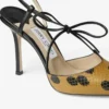 Sandaal met strik en elaphe-print met knoopdetail