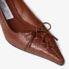 Scarlett 50 cognackleurige pumps van leer met elaphe-print