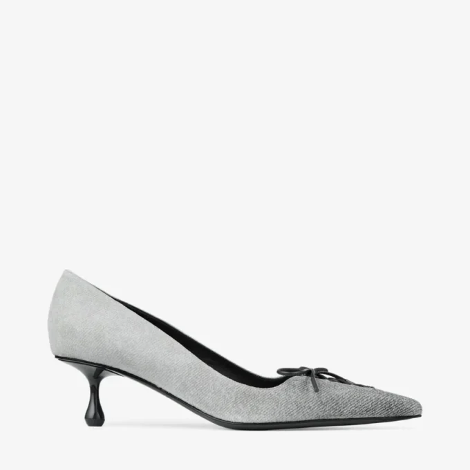 Scarlett 50 Dove suède denim pumps
