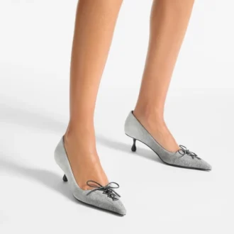Scarlett 50 Dove suède denim pumps