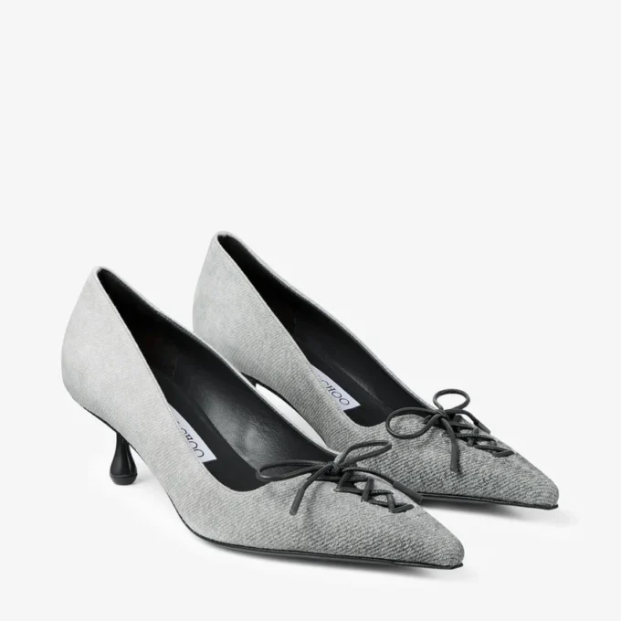 Scarlett 50 Dove suède denim pumps