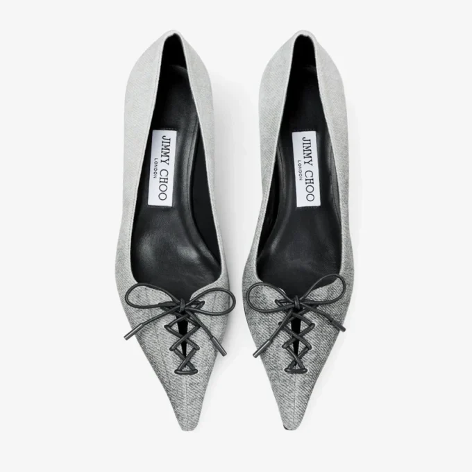 Scarlett 50 Dove suède denim pumps