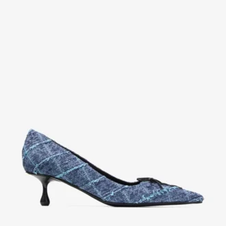 Scarlett 50 pumps van denim met kruispatroon