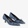 Scarlett 50 pumps van denim met kruispatroon