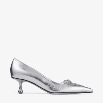 Scarlett 50 zilverkleurige vintage metallic leren pumps