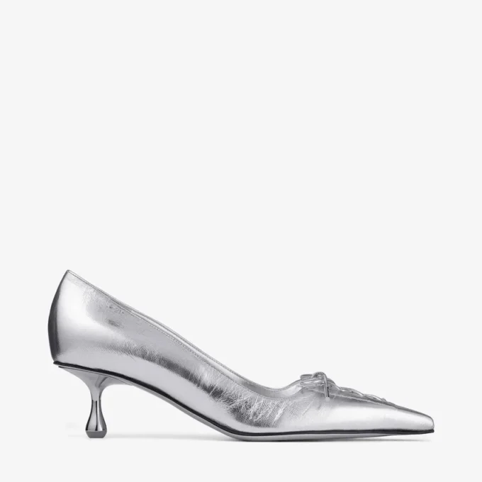 Scarlett 50 zilverkleurige vintage metallic leren pumps