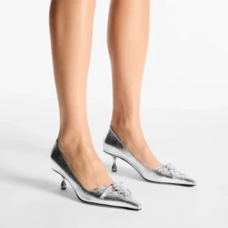 Scarlett 50 zilverkleurige vintage metallic leren pumps