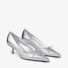 Scarlett 50 zilverkleurige vintage metallic leren pumps