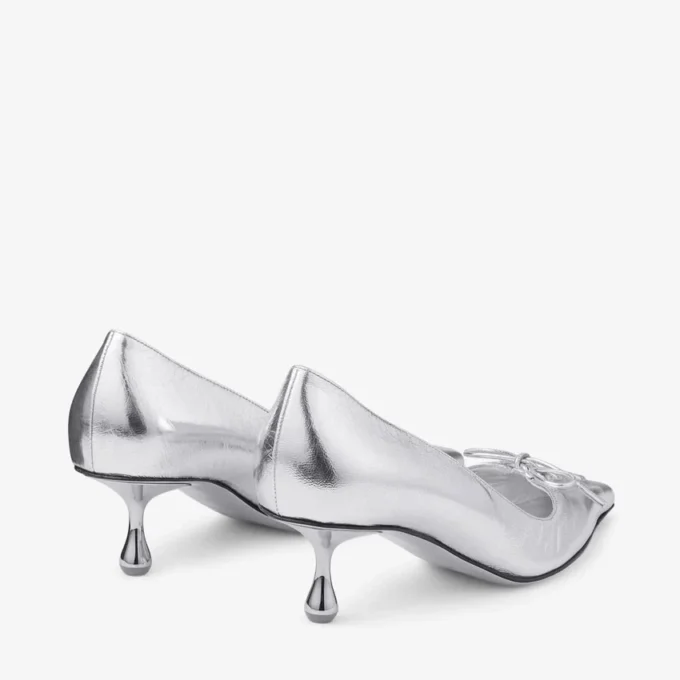 Scarlett 50 zilverkleurige vintage metallic leren pumps
