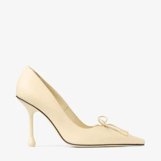 Scarlett 95 Buttermilk Elaphe-print leren pumps