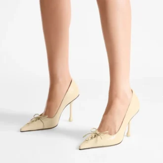 Scarlett 95 Buttermilk Elaphe-print leren pumps