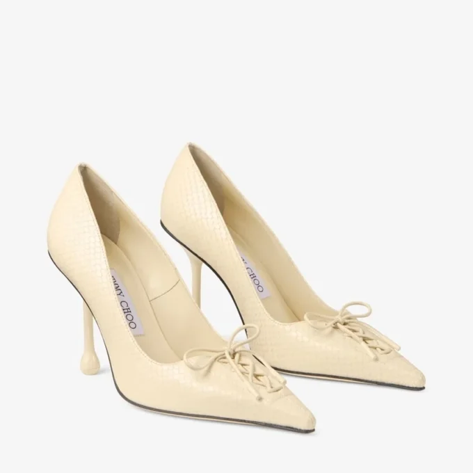 Scarlett 95 Buttermilk Elaphe-print leren pumps