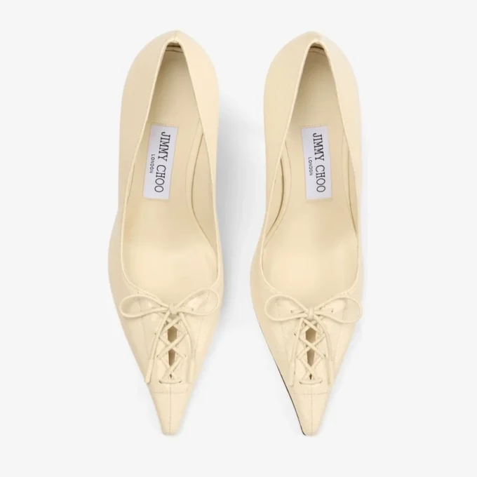 Scarlett 95 Buttermilk Elaphe-print leren pumps