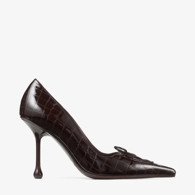Scarlett 95 Sambuco glanzende pumps van leer met krokodillenreliëf Scarlett 95 Sambuco glanzende pumps van leer met krokodillenreliëf