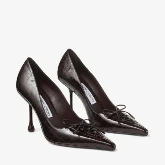 Scarlett 95 Sambuco glanzende pumps van leer met krokodillenreliëf