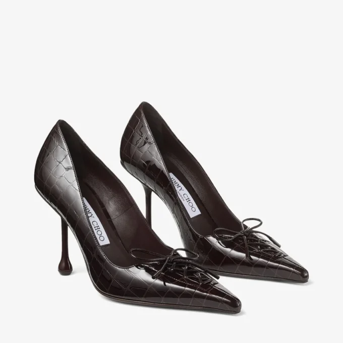 Scarlett 95 Sambuco glanzende pumps van leer met krokodillenreliëf Scarlett 95 Sambuco glanzende pumps van leer met krokodillenreliëf