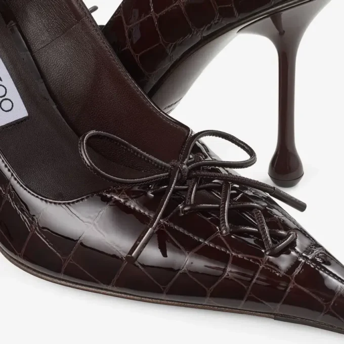 Scarlett 95 Sambuco glanzende pumps van leer met krokodillenreliëf Scarlett 95 Sambuco glanzende pumps van leer met krokodillenreliëf