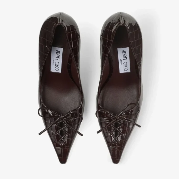Scarlett 95 Sambuco glanzende pumps van leer met krokodillenreliëf Scarlett 95 Sambuco glanzende pumps van leer met krokodillenreliëf