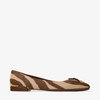 Scarlett Ballerina Chocoladebruine ballerina’s met zebraprint