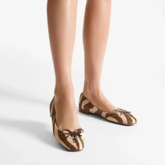 Scarlett Ballerina Chocoladebruine ballerina’s met zebraprint