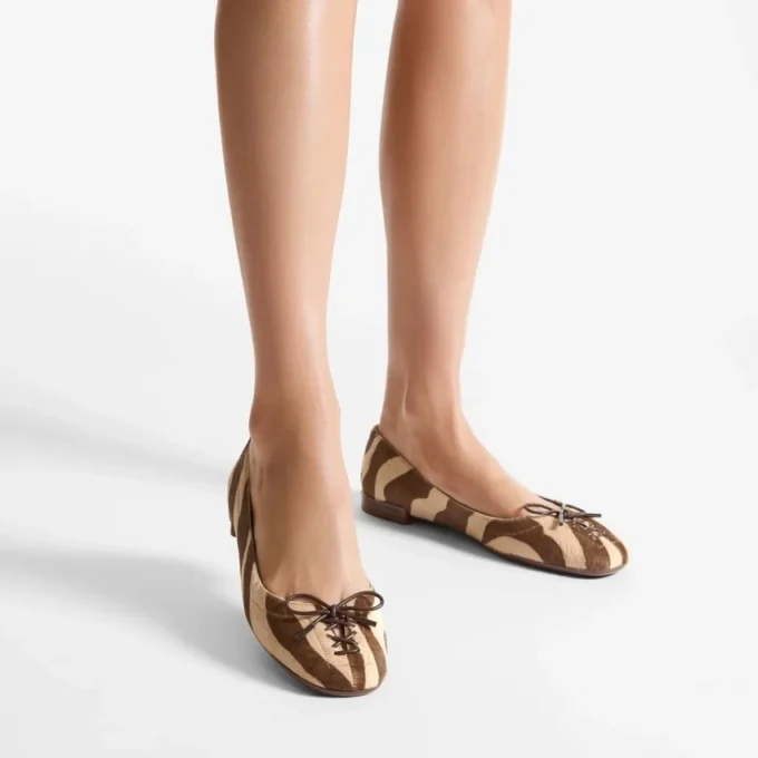 Scarlett Ballerina Chocoladebruine ballerina’s met zebraprint