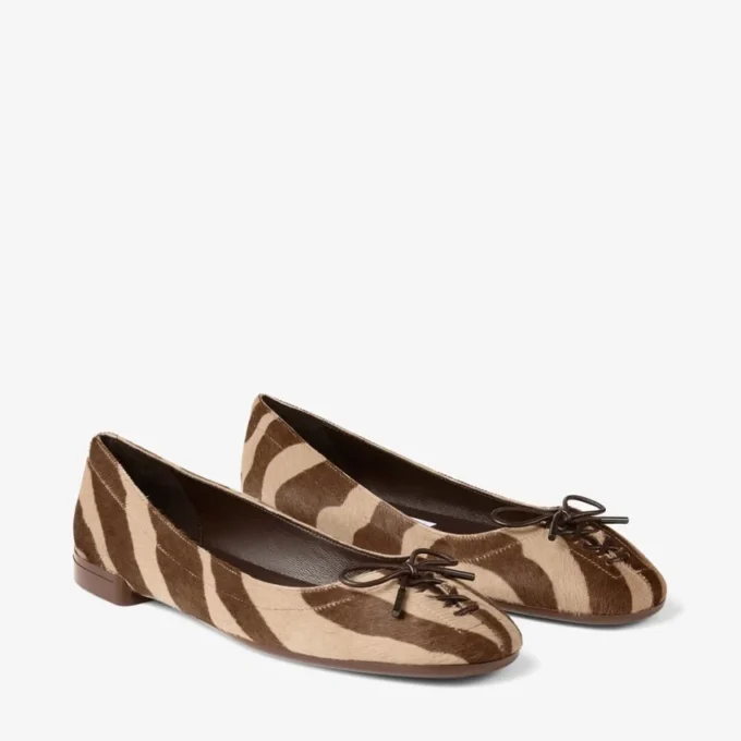 Scarlett Ballerina Chocoladebruine ballerina’s met zebraprint