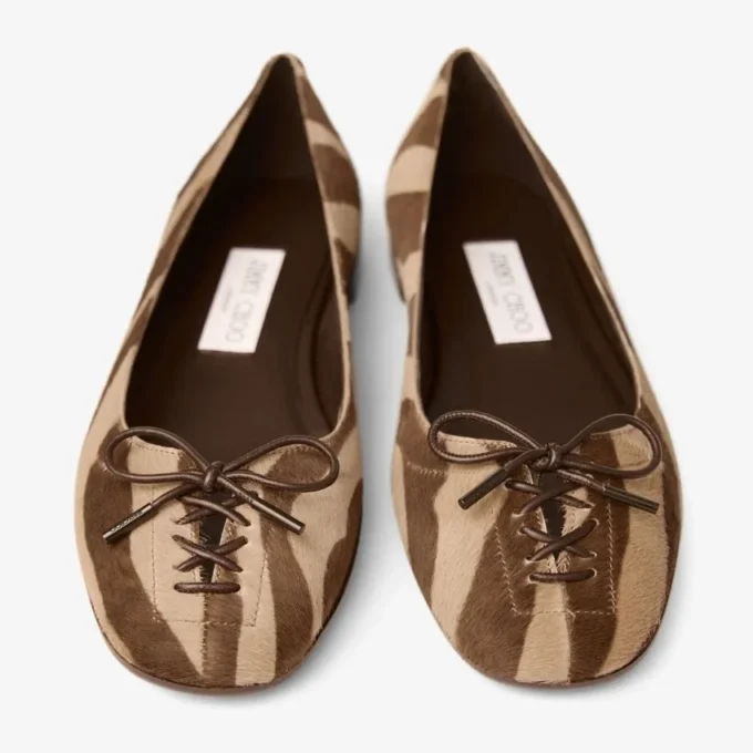 Scarlett Ballerina Chocoladebruine ballerina’s met zebraprint