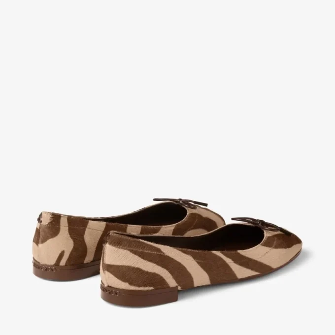 Scarlett Ballerina Chocoladebruine ballerina’s met zebraprint