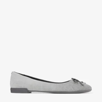 Scarlett ballerina’s in duifgrijs suède en denim