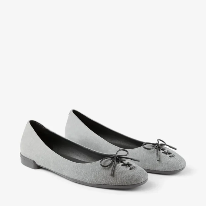 Scarlett ballerina’s in duifgrijs suède en denim