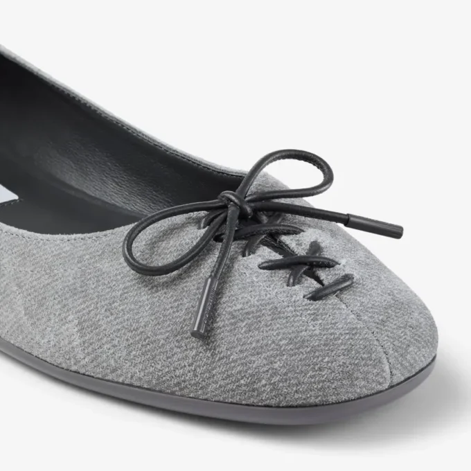 Scarlett ballerina’s in duifgrijs suède en denim