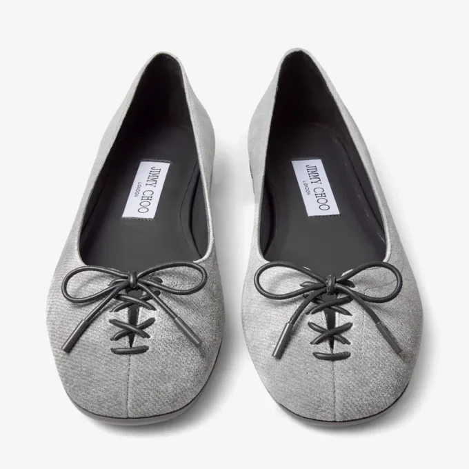 Scarlett ballerina’s in duifgrijs suède en denim